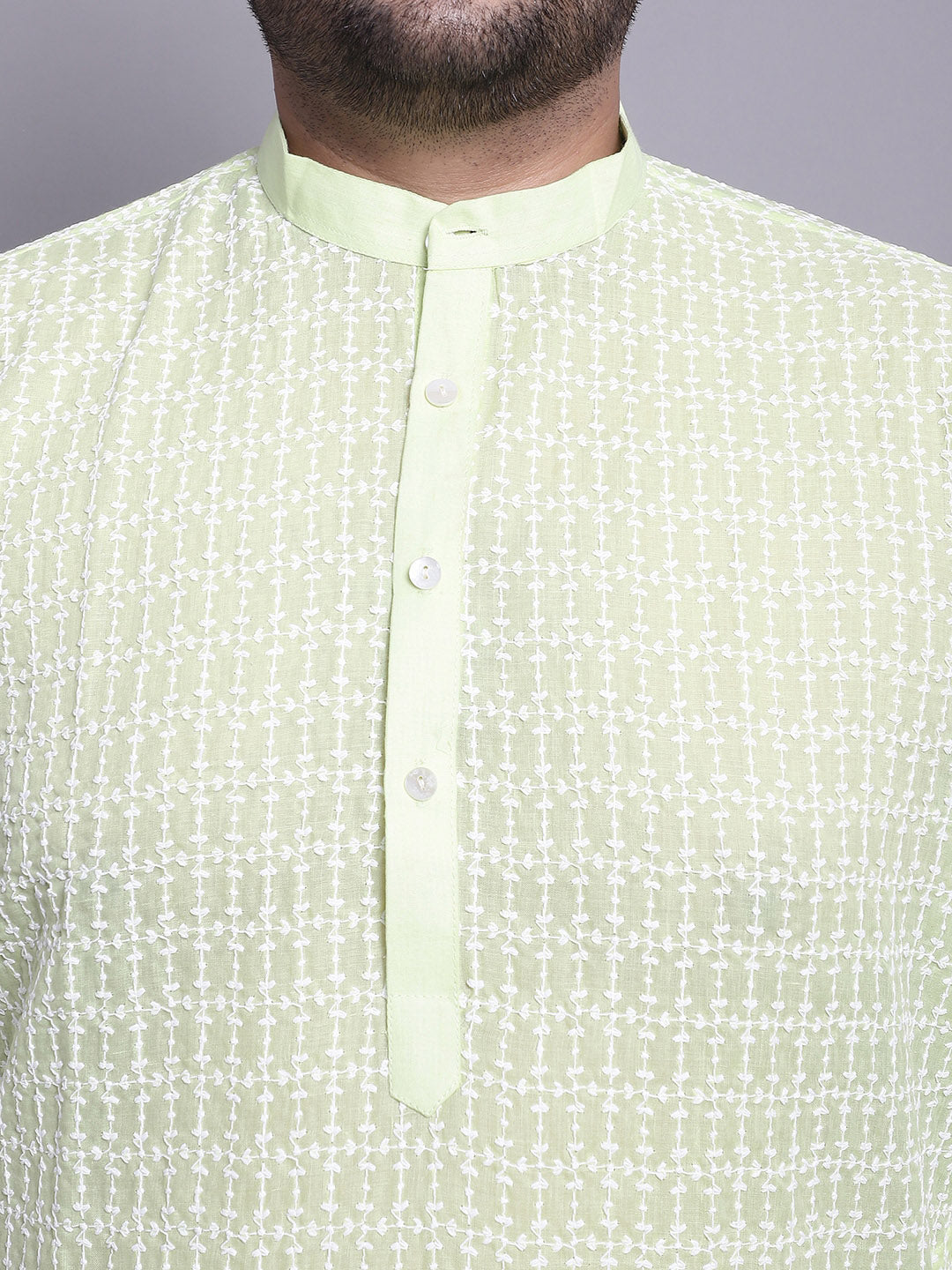 Sojanya Plus Plus Size Embroidered Pure Cotton Kurta With Pyjamas & Nehru Jacket | Swadesiicart