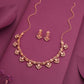 Tehzeeb Creations Gold-Polished Baby Pink Colour Necklace With Earrings - Swadesiicart