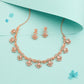 Tehzeeb Creations Gold-Polished Baby Pink Colour Necklace With Earrings - Swadesiicart