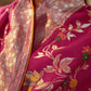 Mitera Pink & White Ethnic Motifs Zari Silk Banarasi Saree | Swadesiicart