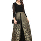 Ahalyaa Women Black & Golden Foil Print A-Line Kurta | Swadesiicart
