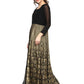 Ahalyaa Women Black & Golden Foil Print A-Line Kurta | Swadesiicart