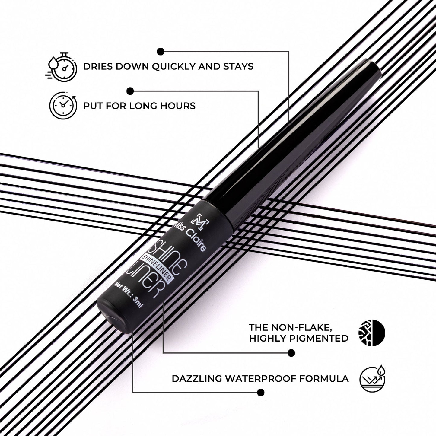 Miss Claire Shine Liner - Black | Swadesiicart