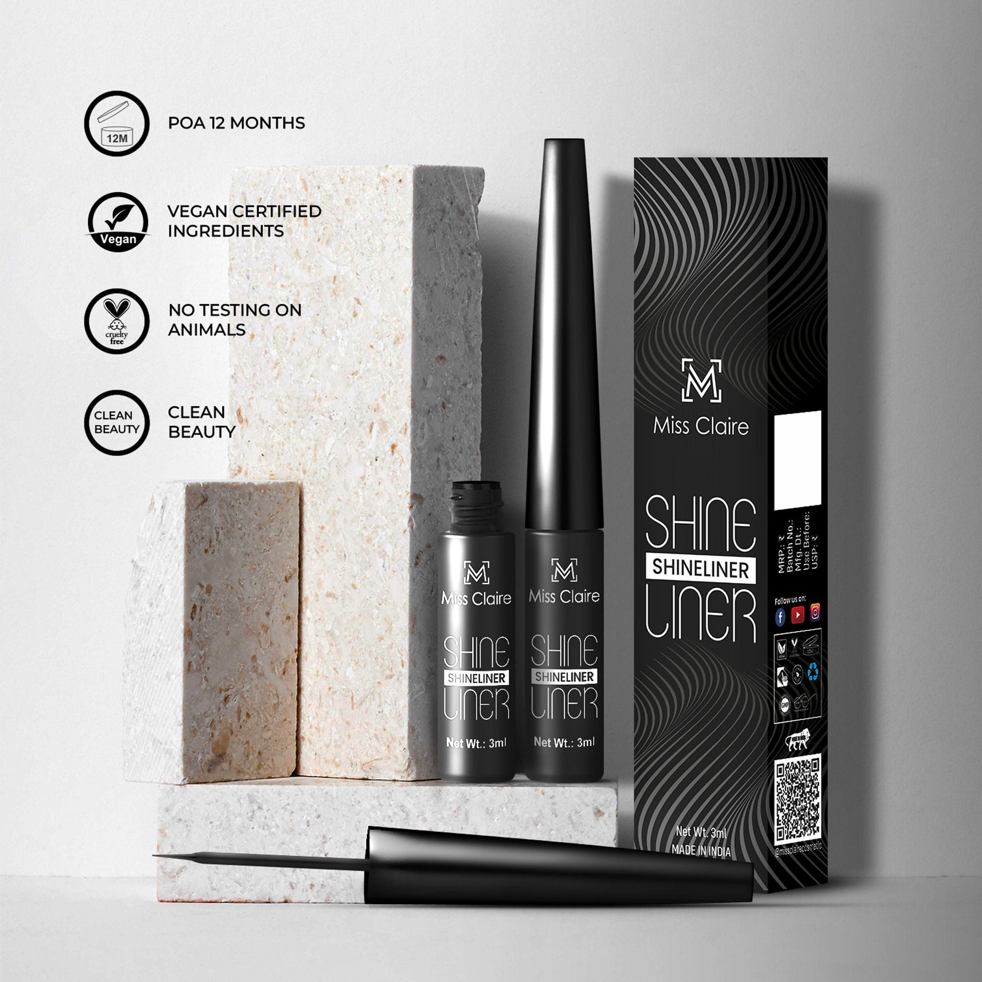 Miss Claire Shine Liner - Black | Swadesiicart