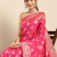 Anouk Pink & Gold-Coloured Woven Design Pure Silk Heavy Work Banarasi Saree | Swadesiicart