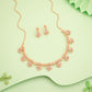 Tehzeeb Creations Gold-Polished Lavender Colour Necklace With Earrings - Swadesiicart