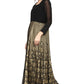 Ahalyaa Black & Golden Foil Print A-Line Kurta For Women | Swadesiicart