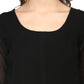 Ahalyaa Black & Golden Foil Print A-Line Kurta For Women | Swadesiicart