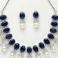 NVR Women's Silver-Plated Blue American Diamond Studded Handcrafted Jewellery Set - Swadesiicart