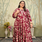 Jyoti Fashion Women's Wine Rayon Floral Print with Sequins Designer Anarkali Set | Swadesiicart