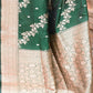 Joban Fashion Emerald Green Banarasi Katan Pure Handloom Banarasi Silk Saree | Swadesiicart