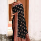 Joban Fashion Black Crepe Chiffon Pure Handloom Banarasi Silk Saree | Swadesiicart