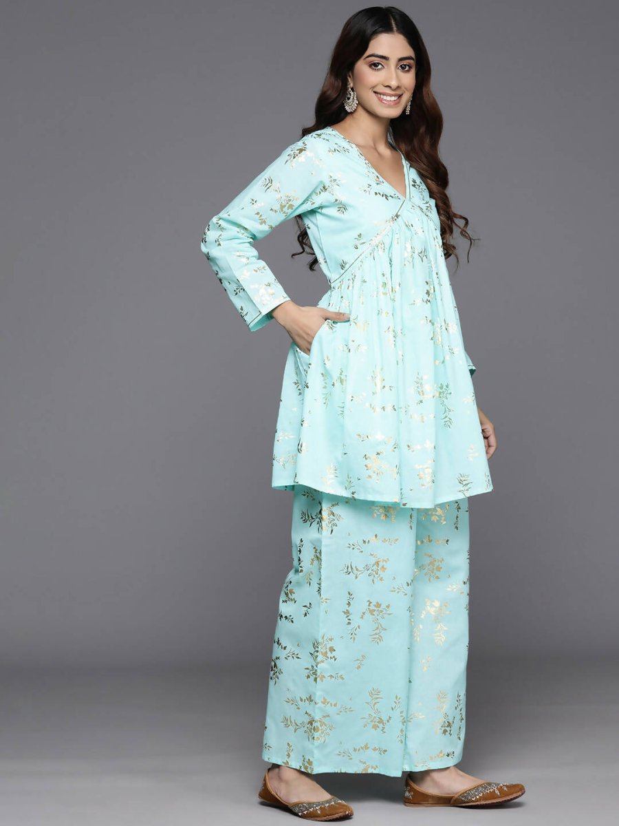 Ahalyaa Women's Traditional Wear Co-ods - Blue | Swadesiicart