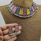 Tehzeeb Creations Women's Multi Colour Meenakari Oxidised Necklace Set - Swadesiicart