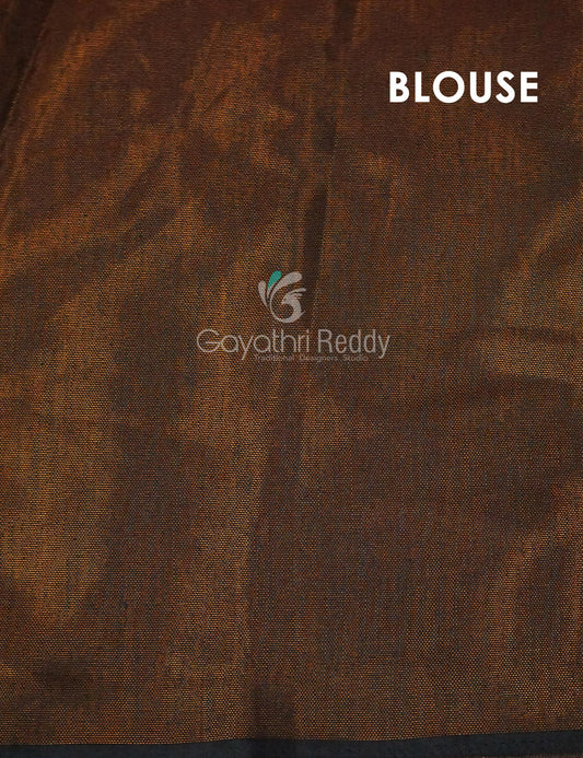 Henna Green And Henna Brown Coloured Geometrical Print Semi Chanderi Saree By Gayathri Reddy Designer Studio | Swadesiicart