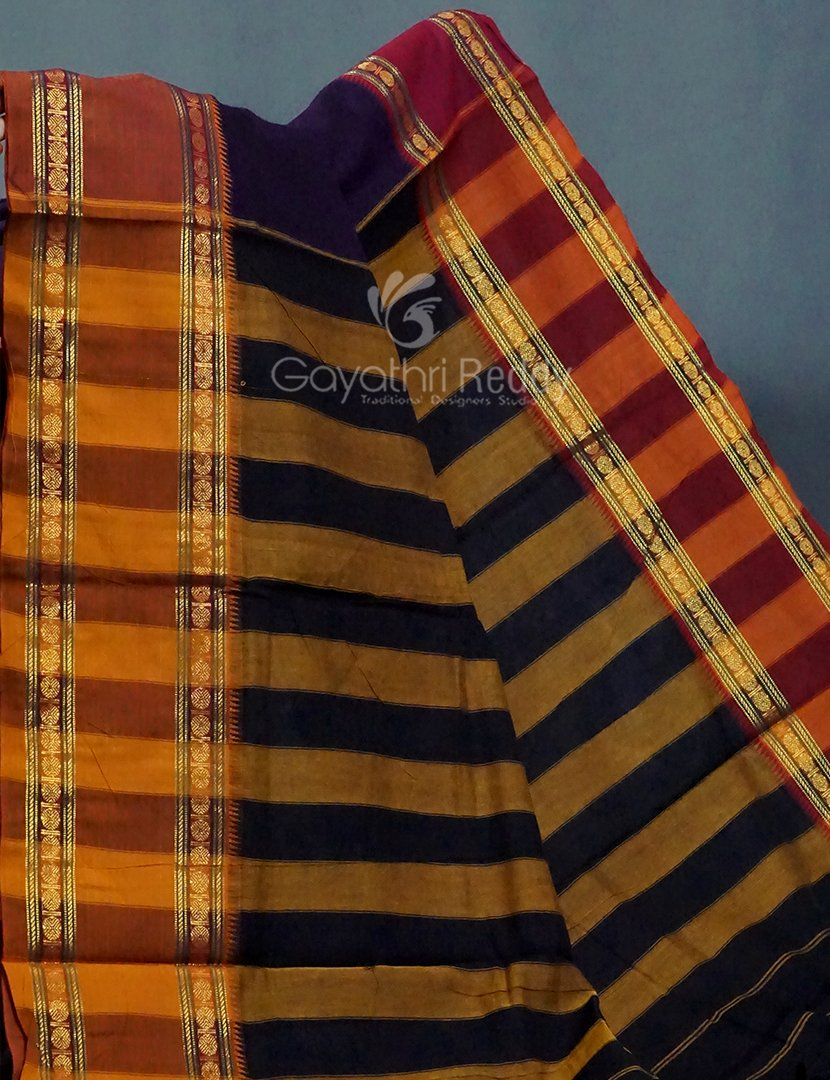 Kalanetha Dark Brinjal Coloured Pure Narayanpet Cotton Saree By Gayathri Reddy Designer Studio | Swadesiicart