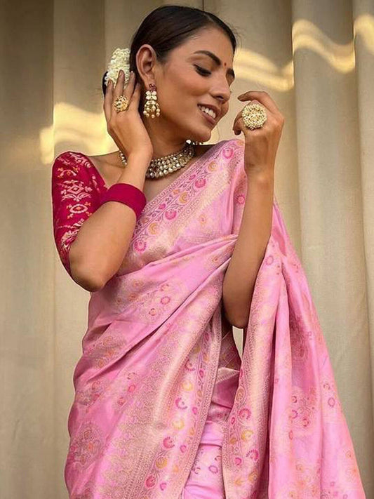 Kalini Woven Design Zari Silk Blend Banarasi Saree | Swadesiicart