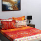 BOMBAY DYEING Celebrating India Red & Blue Printed Cotton 210 TC King Bedsheet Set