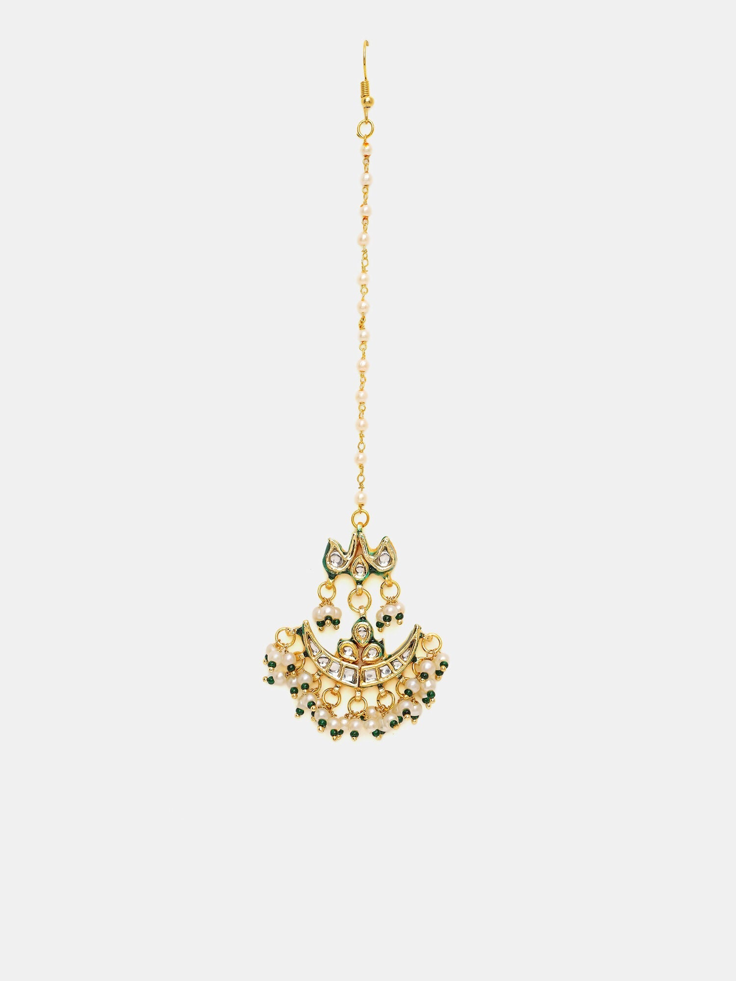 Ruby Raang Gold Polished Gold Kundan Maang Tikka | Swadesiicart