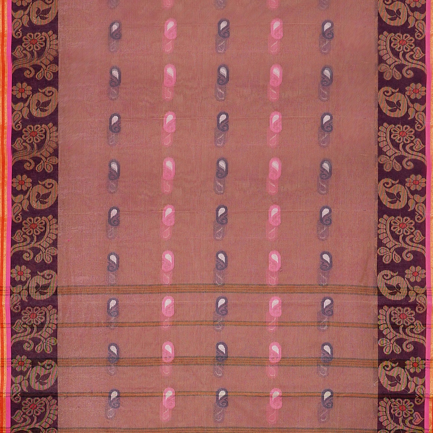 Exclusive Collection 100% Pure Cotton Mauve Tant Saree With Hand Weaving Work - Swadesiicart