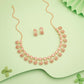 Tehzeeb Creations Rose Gold-Polished Baby Pink Choker Necklace With Dangle Earrings - Swadesiicart