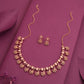 Tehzeeb Creations Rose Gold-Polished Baby Pink Choker Necklace With Dangle Earrings - Swadesiicart