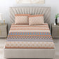 BOMBAY DYEING Brown & Blue Ethnic Motifs Cotton 250 TC King Bedsheet With 2 Pillow Covers - Swadesiicart