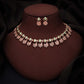 Tehzeeb Creations Rose Gold-Polished Sea Green Choker Necklace With Dangle Earrings - Swadesiicart