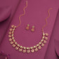 Tehzeeb Creations Rose Gold-Polished Sea Green Choker Necklace With Dangle Earrings - Swadesiicart