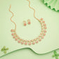 Tehzeeb Creations Rose Gold-Polished Sea Green Choker Necklace With Dangle Earrings - Swadesiicart