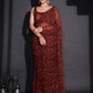 Tikhi Imli Red & Green Floral Printed Poly Georgette Ready To Wear Saree | Swadesiicart