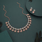 Tehzeeb Creations Rose Gold-Polished Sky Blue Choker Necklace With Dangle Earrings - Swadesiicart