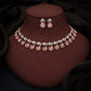 Tehzeeb Creations Rose Gold-Polished Sky Blue Choker Necklace With Dangle Earrings - Swadesiicart