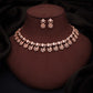 Tehzeeb Creations Rose Gold-Polished White Choker Necklace With Dangle Earrings - Swadesiicart