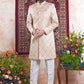 Raivat Ethnic Banarasi Jacquard Embroidery Indo Western Sherwani In Beige Colour | Swadesiicart