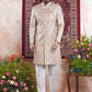 Raivat Ethnic Banarasi Jacquard Embroidery Indo Western Sherwani In Beige Colour | Swadesiicart