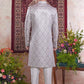 Raivat Ethnic Banarasi Jacquard Embroidery Indo Western Sherwani In Grey Colour | Swadesiicart
