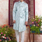 Raivat Ethnic Banarasi Jacquard Embroidery Indo Western Sherwani In Green Colour | Swadesiicart