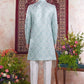 Raivat Ethnic Banarasi Jacquard Embroidery Indo Western Sherwani In Green Colour | Swadesiicart