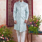 Raivat Ethnic Banarasi Jacquard Embroidery Indo Western Sherwani In Green Colour | Swadesiicart