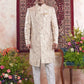 Raivat Ethnic Banarasi Jacquard Embroidery Indo Western Sherwani In Beige Colour | Swadesiicart