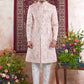 Raivat Ethnic Banarasi Jacquard Embroidery Indo Western Sherwani In Pink Colour | Swadesiicart