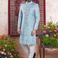 Raivat Ethnic Banarasi Jacquard Embroidery Indo Western Sherwani In Blue Colour | Swadesiicart