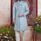 Raivat Ethnic Banarasi Jacquard Embroidery Indo Western Sherwani In Blue Colour | Swadesiicart