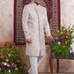 Raivat Ethnic Banarasi Jacquard Embroidery Indo Western Sherwani In Peach Pink Colour | Swadesiicart