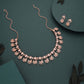 Tehzeeb Creations Rose Gold-Polished White Choker Necklace With Dangle Earrings - Swadesiicart