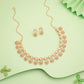 Tehzeeb Creations Rose Gold-Polished White Choker Necklace With Dangle Earrings - Swadesiicart