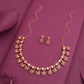 Tehzeeb Creations Rose Gold-Polished White Choker Necklace With Dangle Earrings - Swadesiicart