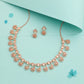 Tehzeeb Creations Rose Gold-Polished White Choker Necklace With Dangle Earrings - Swadesiicart