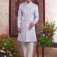 Raivat Ethnic Banarasi Jacquard Embroidery Indo Western Sherwani In Blue Colour | Swadesiicart